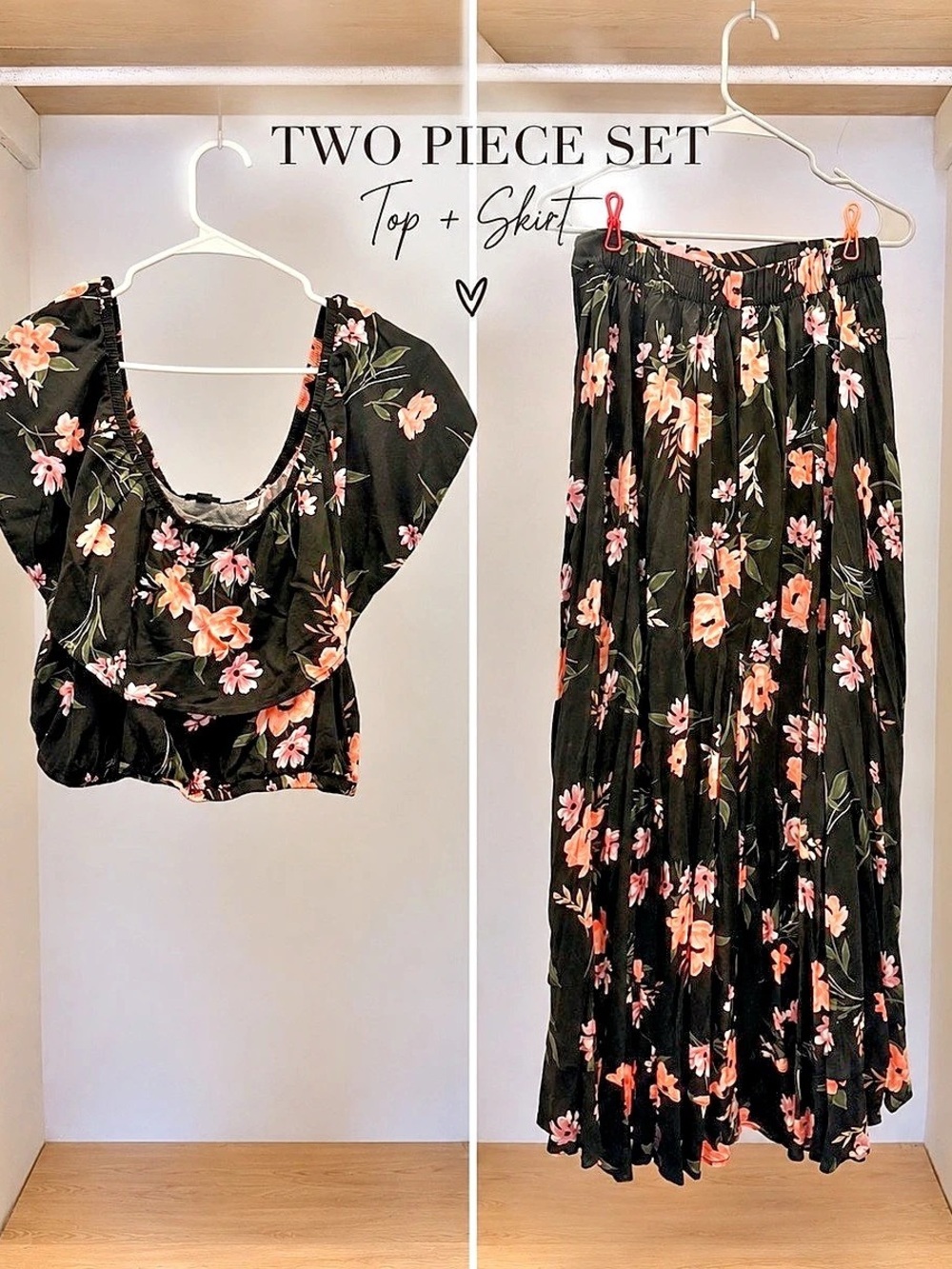 Torrid Floral Off-Shoulder Crop Top and high Low Skirt Set